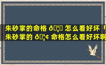 朱砂掌的命格 🦍 怎么看好坏「朱砂掌的 🦢 命格怎么看好坏啊」